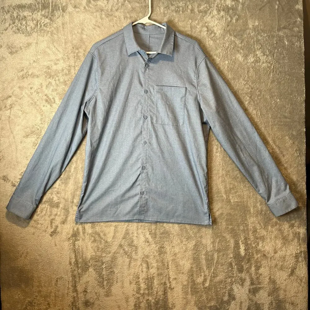Lululemon Sz L Commission Long Sleeve Shirt Blue Men's‎
